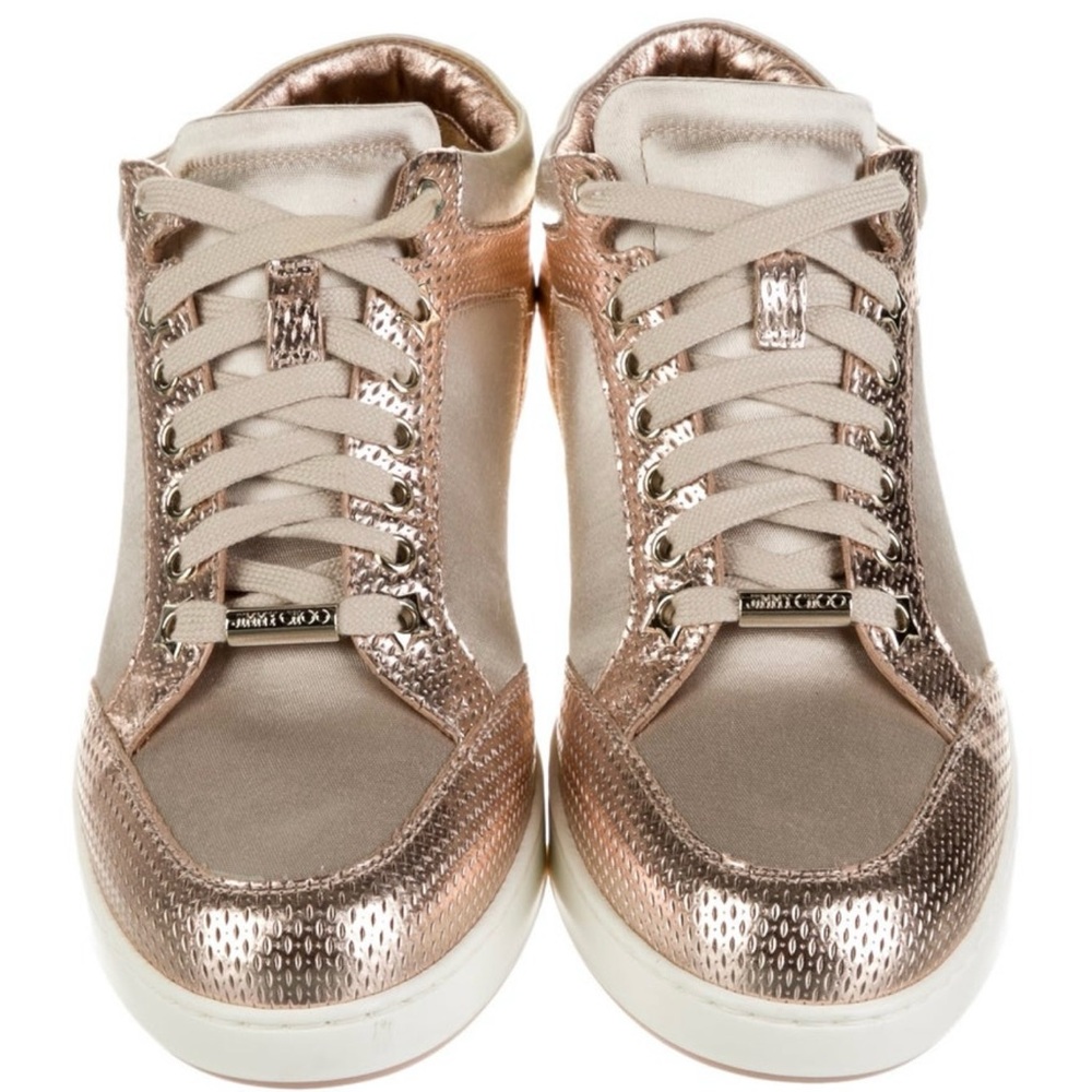 JIMMY CHOO Miami Metallic Leather/Satin Sneakers 37.5 (New without a box)